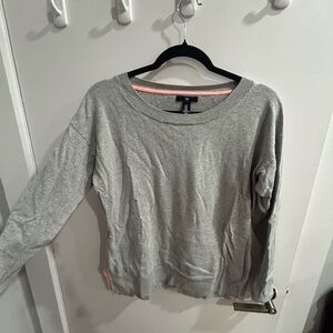 GAP Light Gray Scoop Neck Sweater with Pink Trim